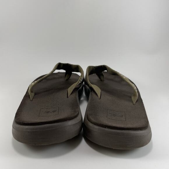 Teva Voya Canvas Flip Flops Mens Size 9 Olive Green Sandals Beach Pool Comfort - Picture 4 of 9
